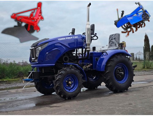 Мототрактор Terra Force 251XL, 24 к.с, триточковий, польський плуг, фреза  140 см, прижимна гідросистема