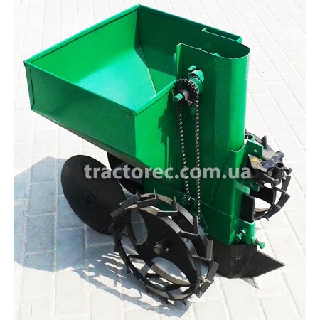 Картоплесаджалка до мотоблока, мототрактора однорядна, обєм 45л, усилена рама, регулювання ширини та глибини посадки