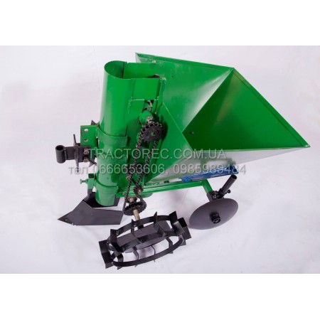 Картоплесаджалка однорядна ЖМЕРИНКА 35л із бачком висіву міндобрива в комплекті, якісна збірка, диски на підшипниках, регулювання глибини та ширини посадки