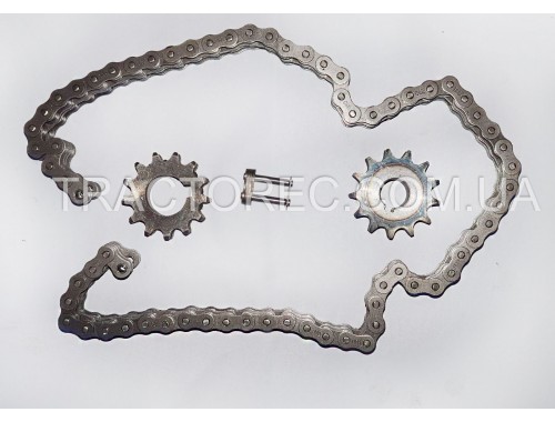 Комплект зірочок та ланцюг приводу грунтофрези мототрактора. Зірка 2 шт 13 зубів, посадка 18мм, 26мм, ланцюг 12.7 крок, 68 звен Комплект зірочок та ланцюг приводу грунтофрези мототрактора. Зірка 2 шт 13 зубів, посадка 18мм, 26мм, ланцюг 12.7 крок, 68 звен
